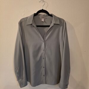 H&M Womens Green/Grey Buttom Down Blouse - Large